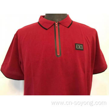 Men's zipper placket short sleeve pique polo shirt